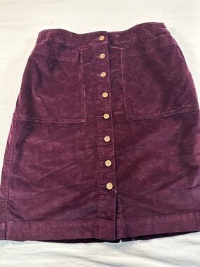 Button-Front Corduroy Pencil Skirt - Wine- Sonoma